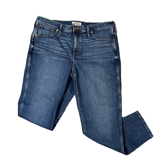 Madewell Womens Mid-Rise Stovepipe Blue Denim Jeans Size 33 Waist‎ Leman Wash - Picture 1 of 7